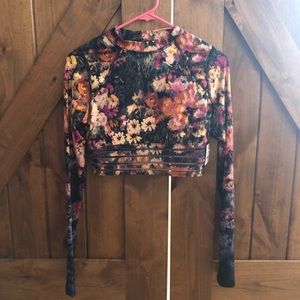 Free People cropped flower print shirt